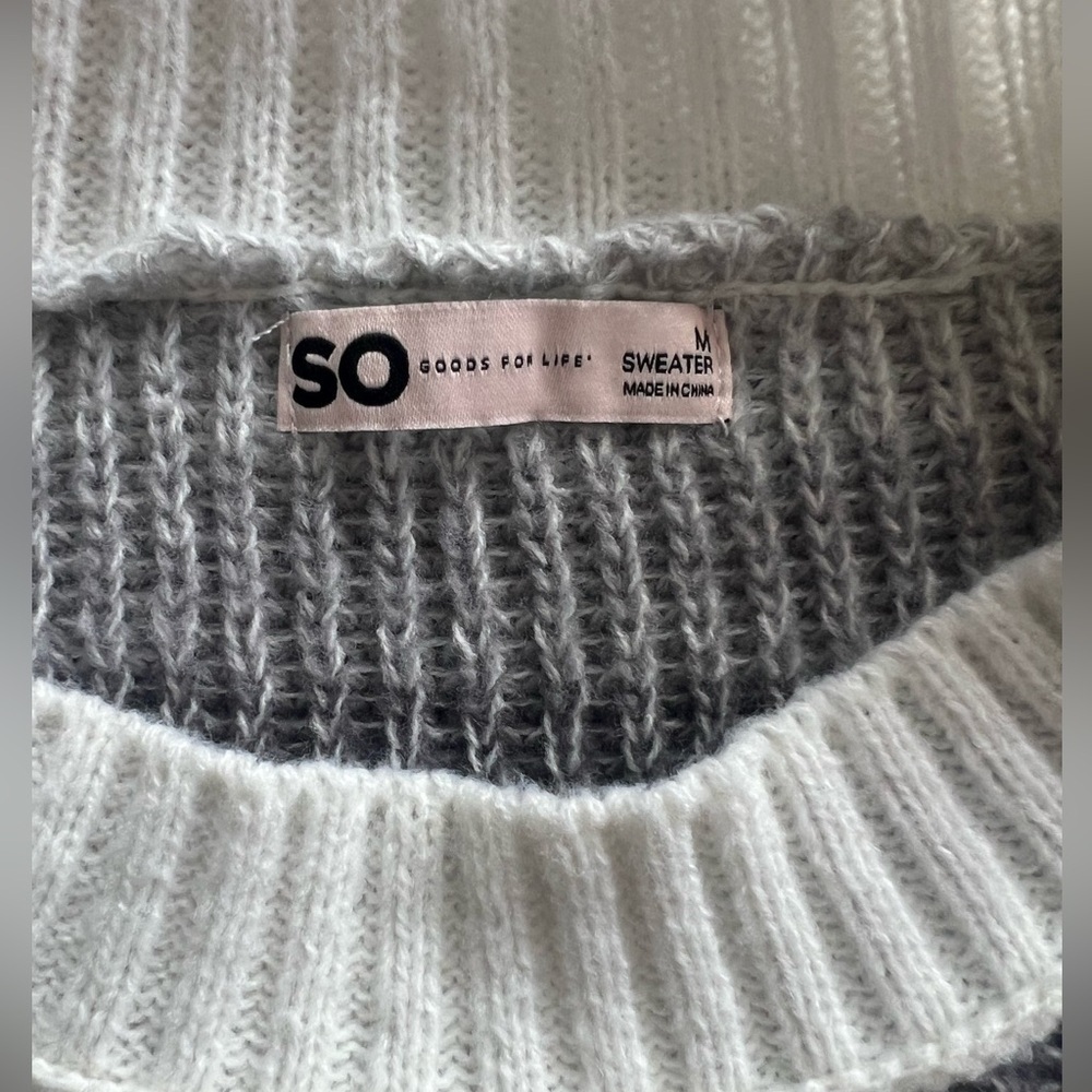 Kohl's SO Good for Life Grey & White Stripe Sweater ~ Medium ~ Juniors - Picture 3 of 9